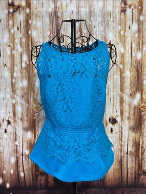 Women's Bright Blue Lace Peplum Camisole